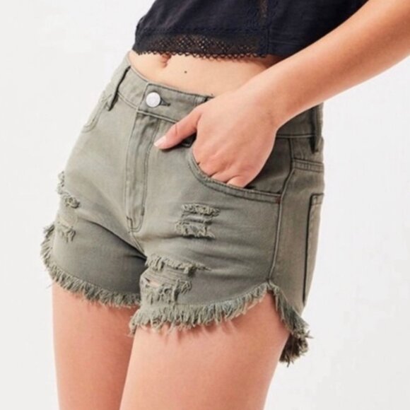 Green Jean Shorts - Picture 1 of 4